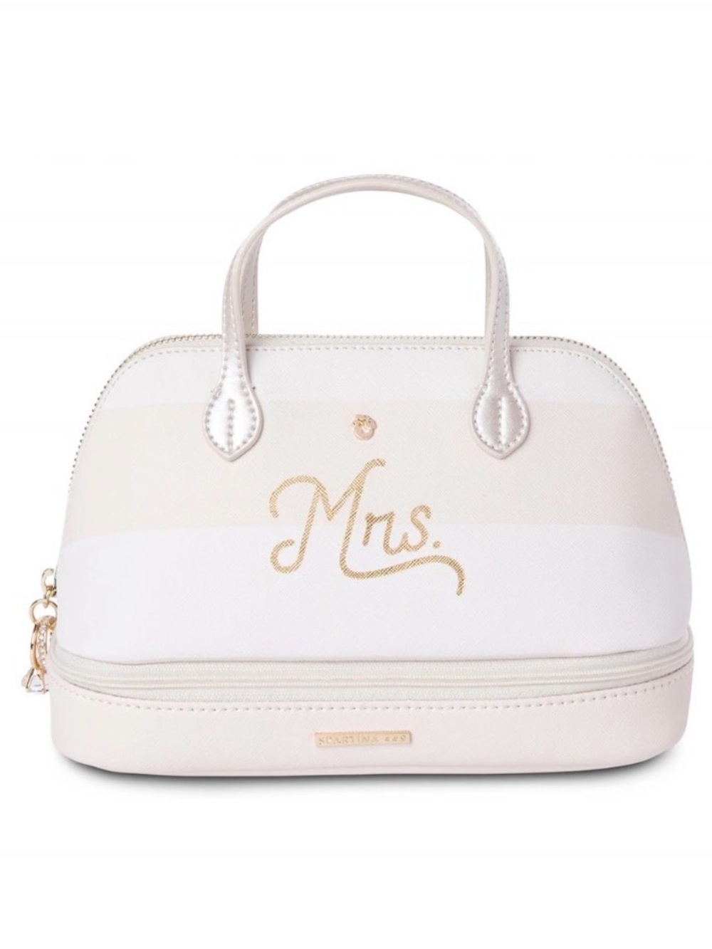 Spartina 449 Mrs. Train Case Striped Cosmetic Bag White & Pink